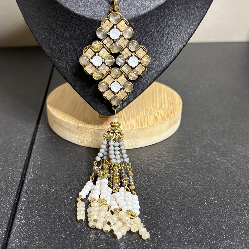 Baublebar Gold Tone Rhinestone Tassel Long Necklace - Picture 2 of 8